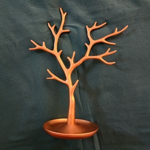 Jewelry Tree Stand Gold Painted Metal
